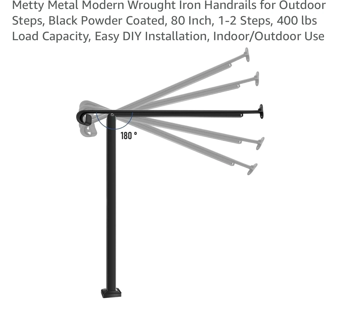 Metty Metal Wrought Iron Handrail for Outdoor Steps - photo 2