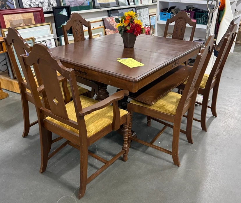 Wooden Dining Table with 6 Chairs