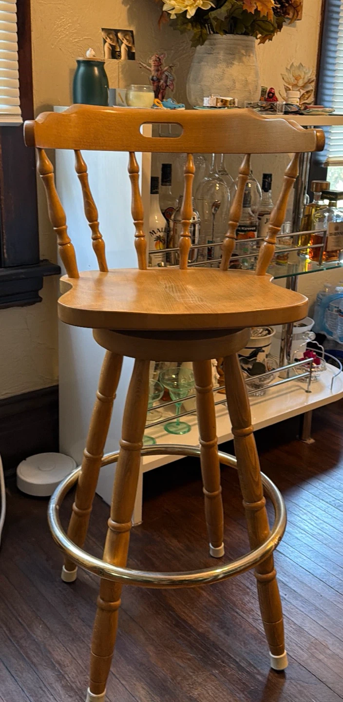 3 Wooden Swivel Bar Stool with Backrest