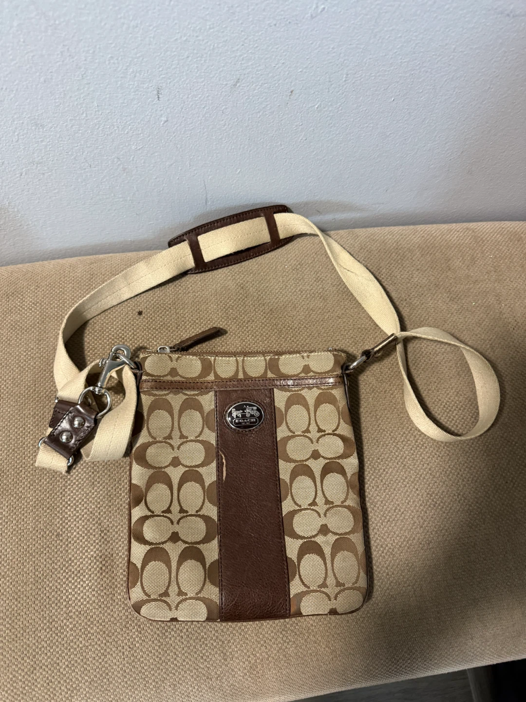Coach Signature Print Crossbody Bag
