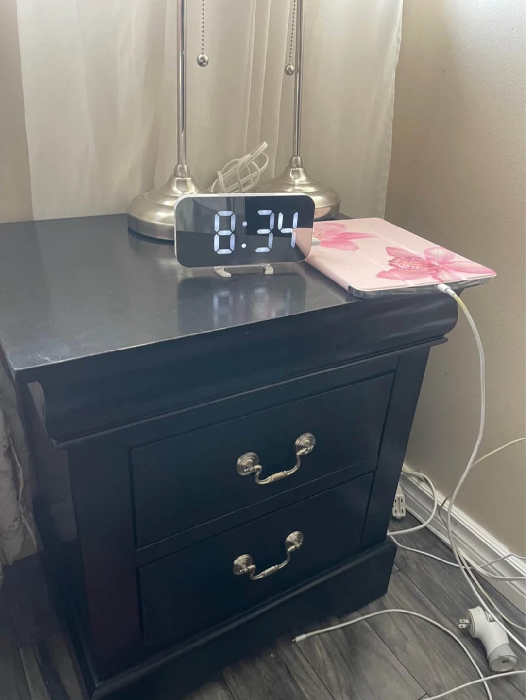 Black 2-Drawer Nightstand set