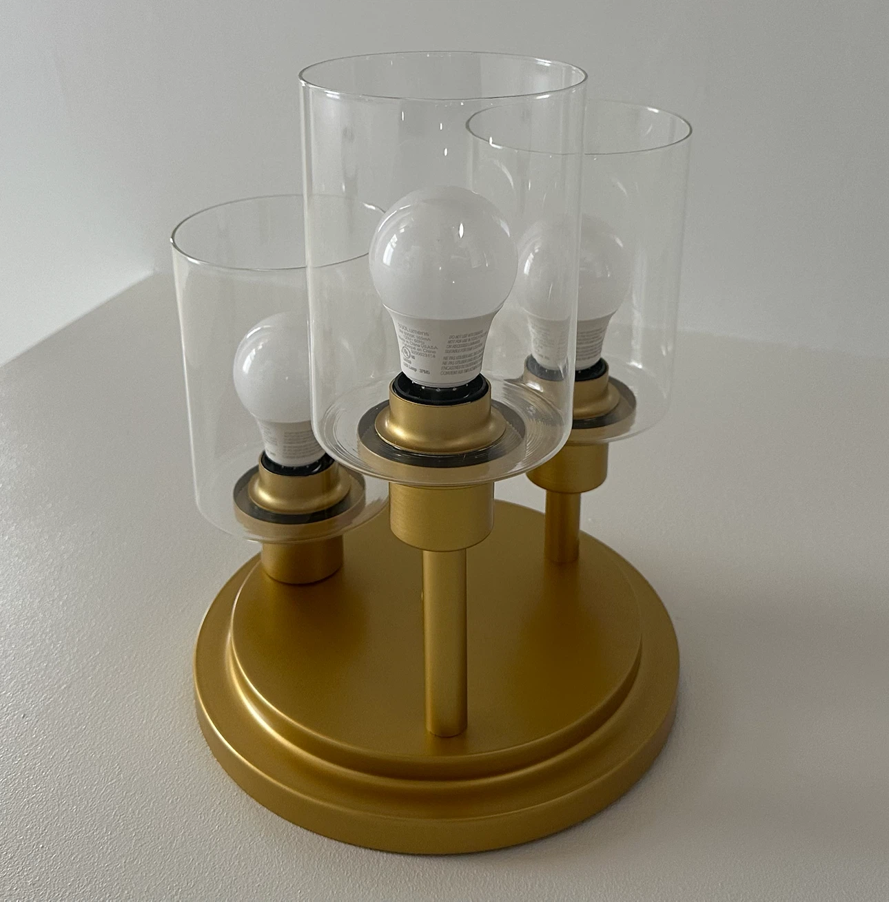 Gold 3-Light Table Lamp with Glass Shades