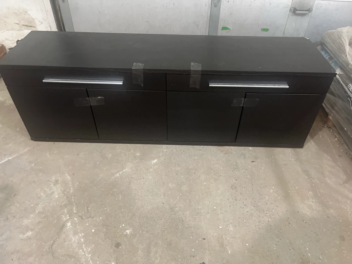 Black Sideboard Cabinet with Silver Handles