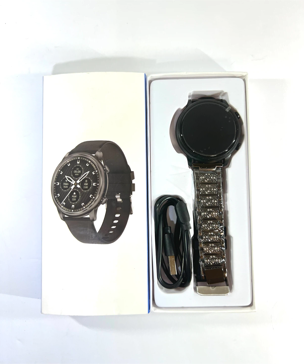 Smartwatch with Metal Band and Extra Silicone Strap - photo 2