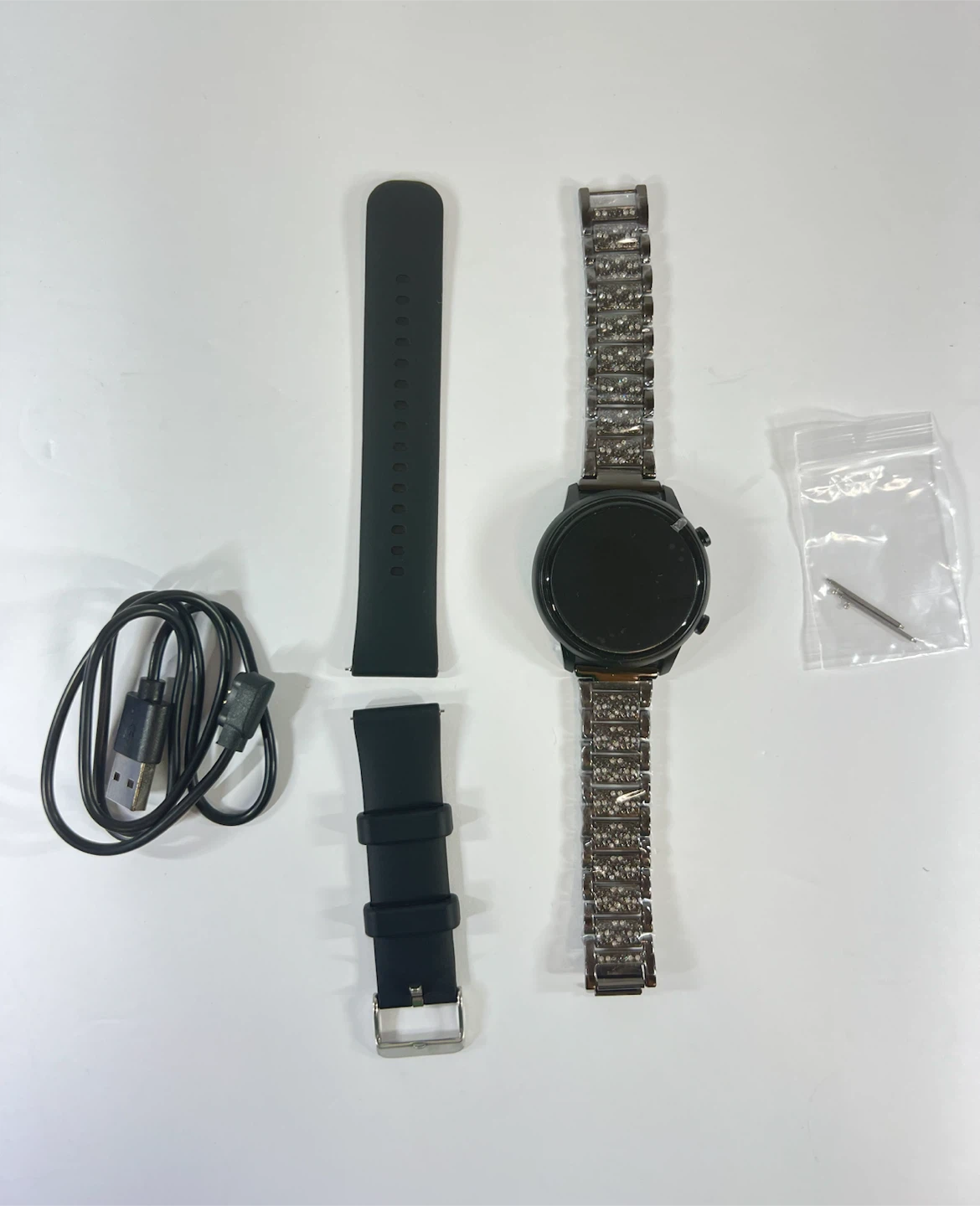 Smartwatch with Metal Band and Extra Silicone Strap - photo 3