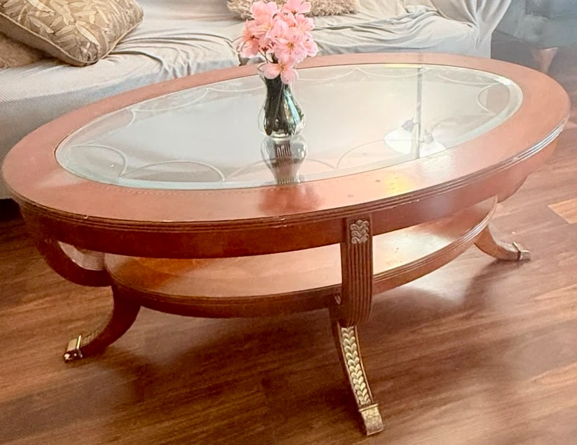 Oval Coffee Table with Glass Top - photo 2