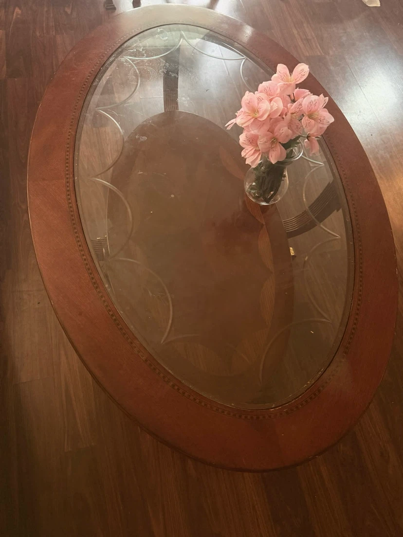 Oval Coffee Table with Glass Top - photo 3