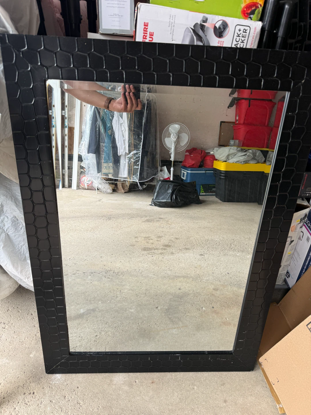 Black Faux Crocodile Textured Mirror