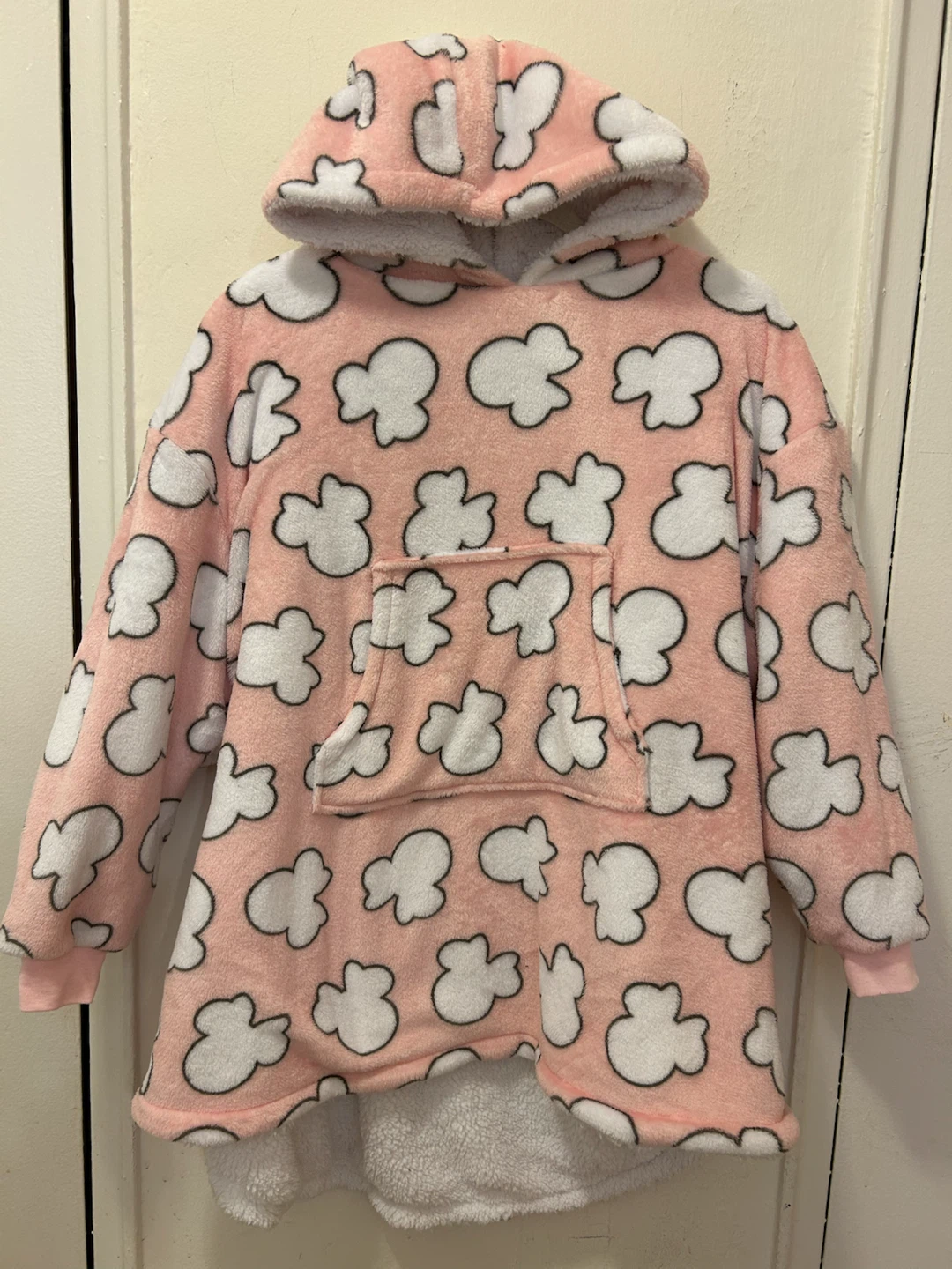 Pink Cloud Print Hooded Blanket Sweatshirt