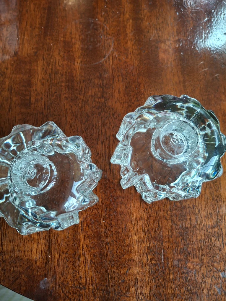 Pair of glass candle holders (for tea lights or tapers) - photo 4