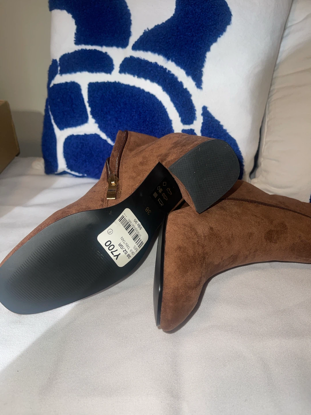 Brown Suede Ankle Boots - Size 38
