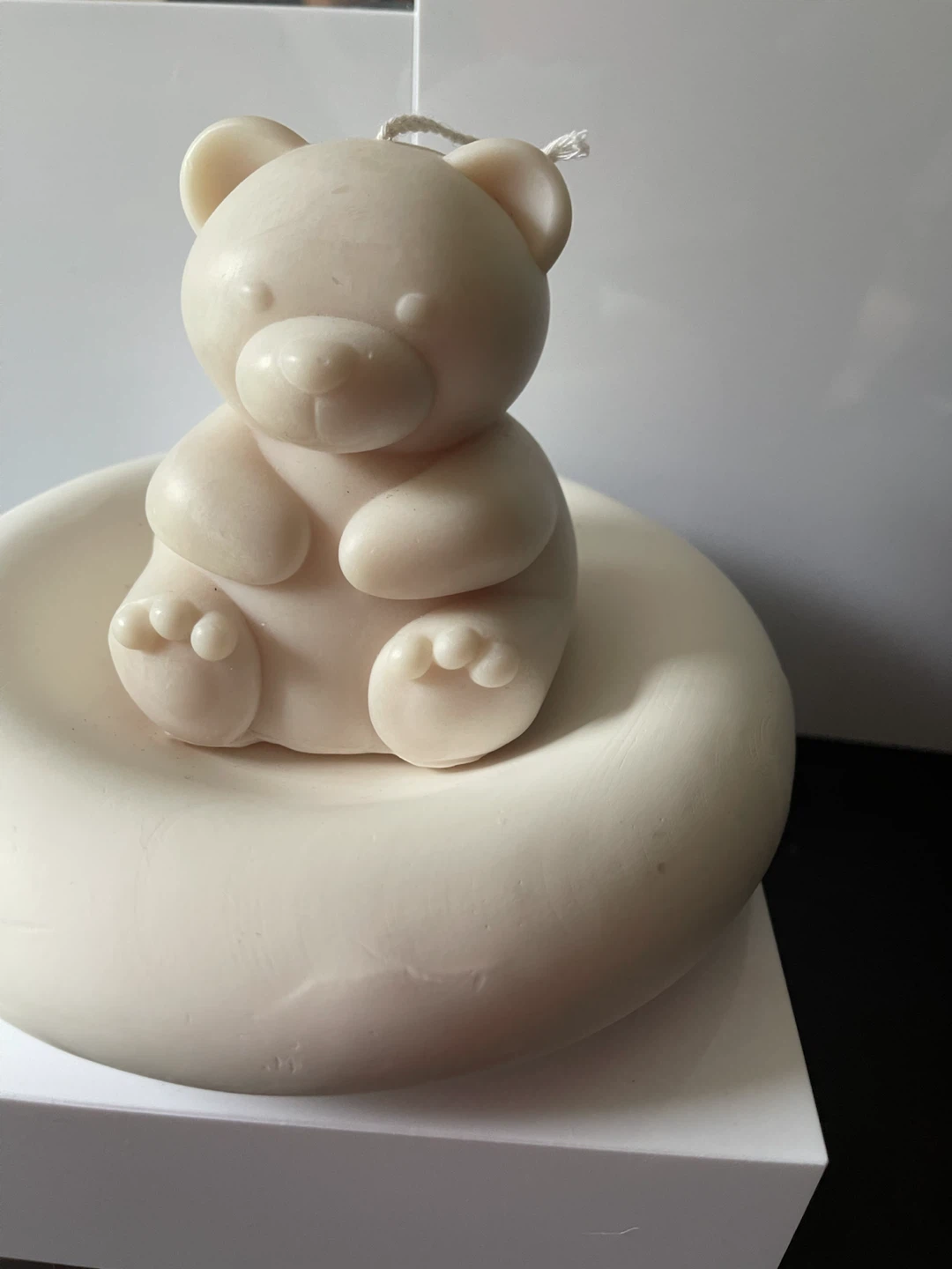 Locally handmade soy bear candle with ceramic dish