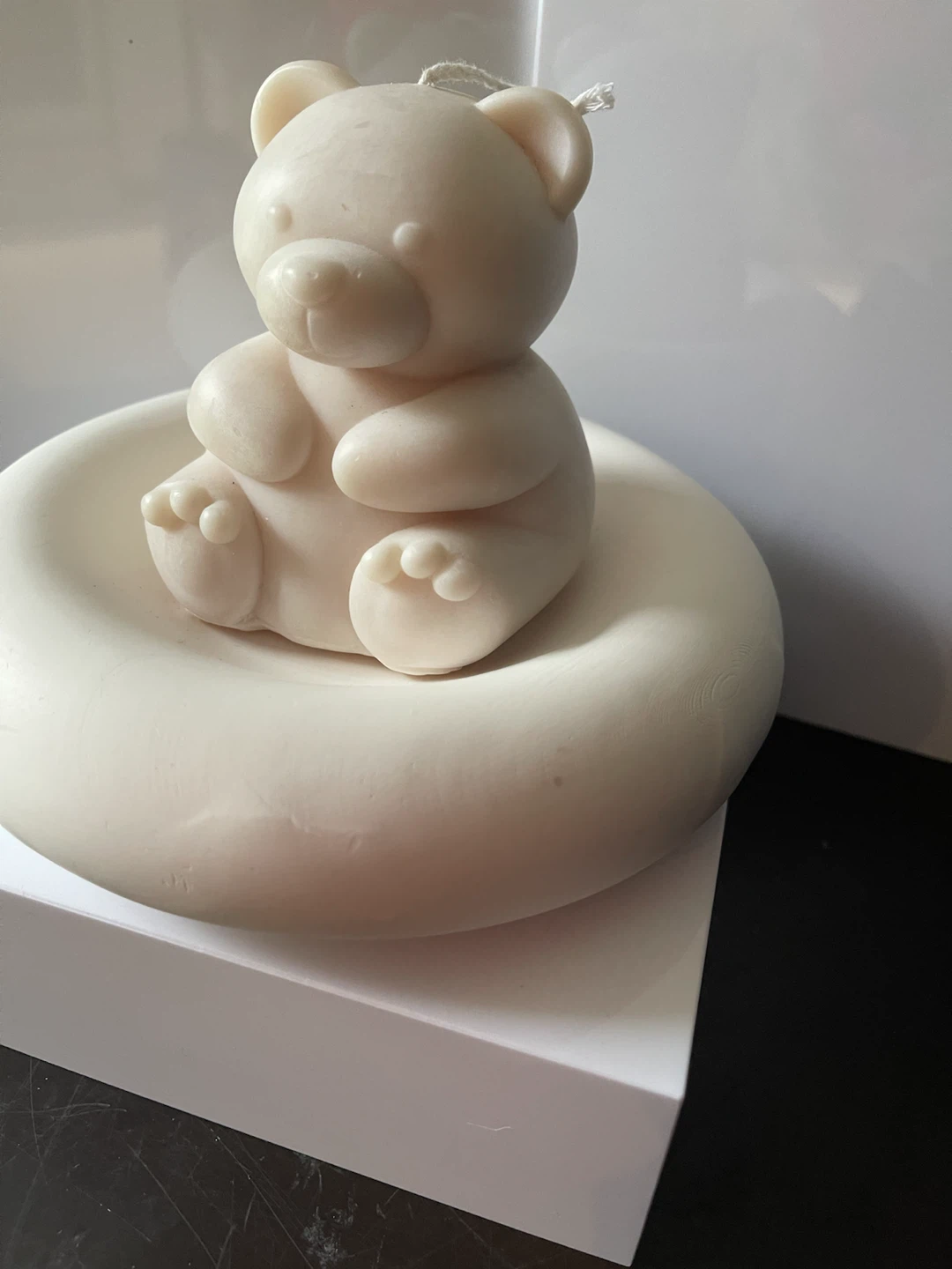Locally handmade soy bear candle with ceramic dish - photo 2