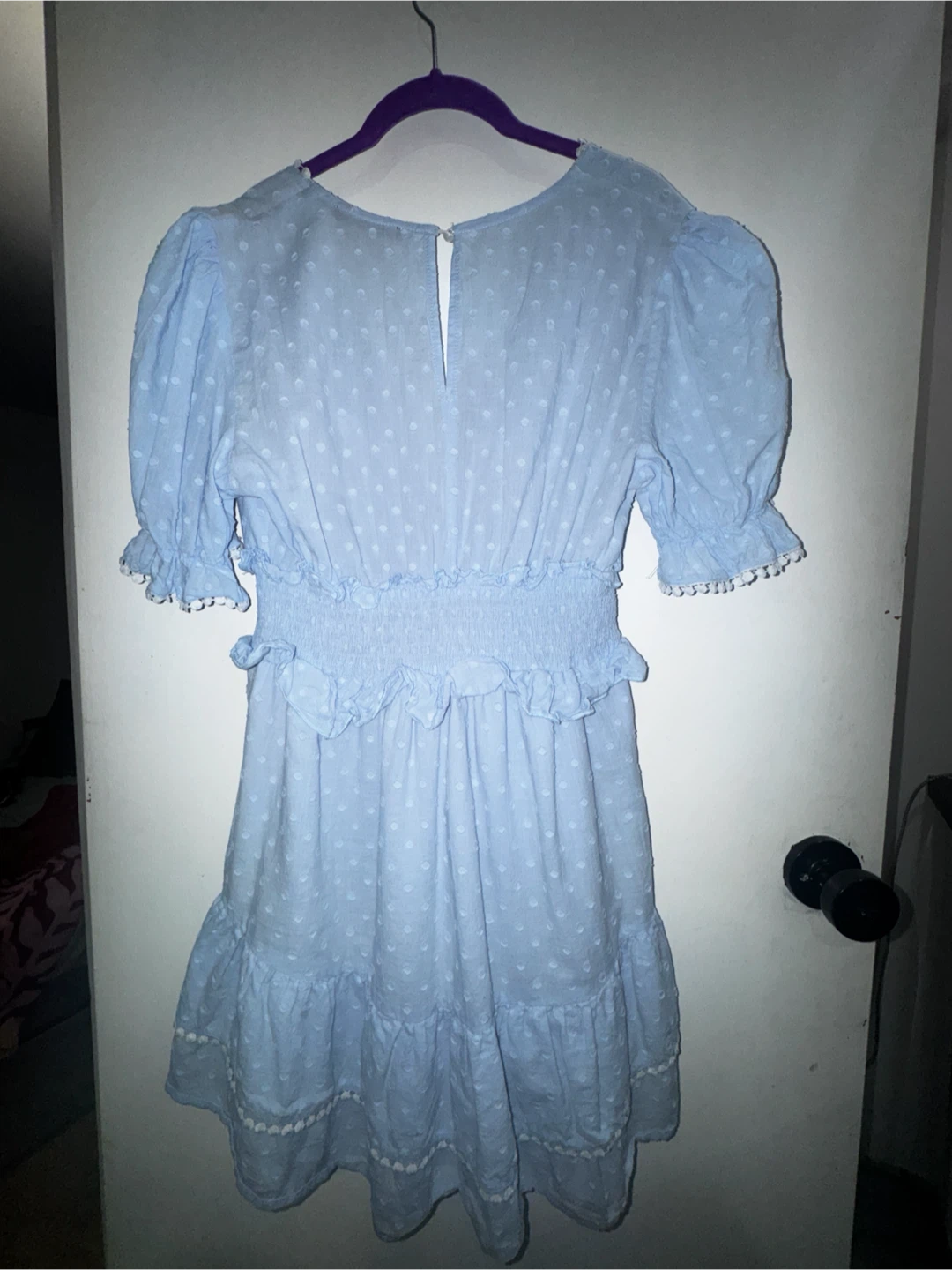 Light Blue Swiss Dot Mini Dress - photo 2