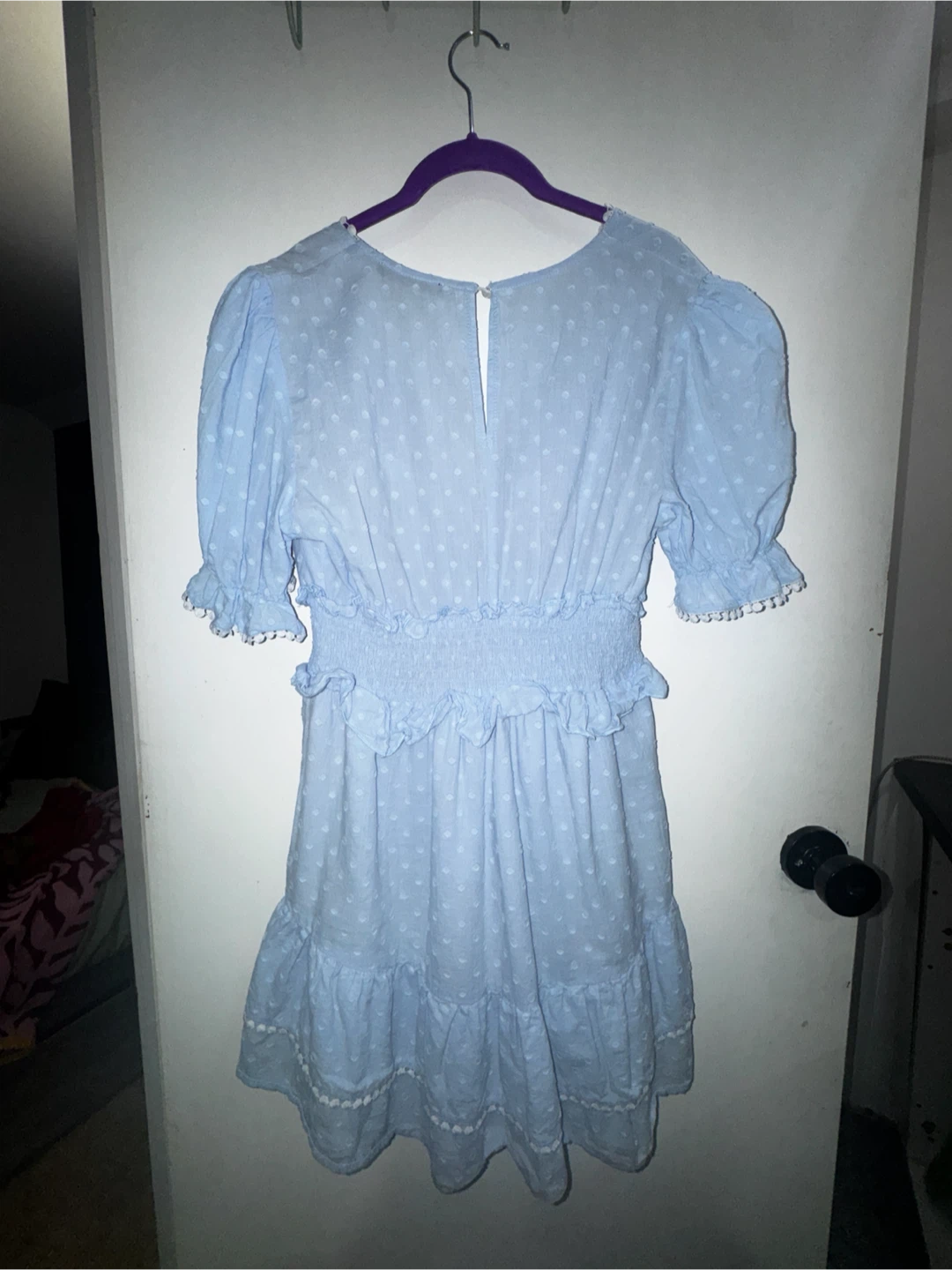 Light Blue Swiss Dot Mini Dress - photo 3