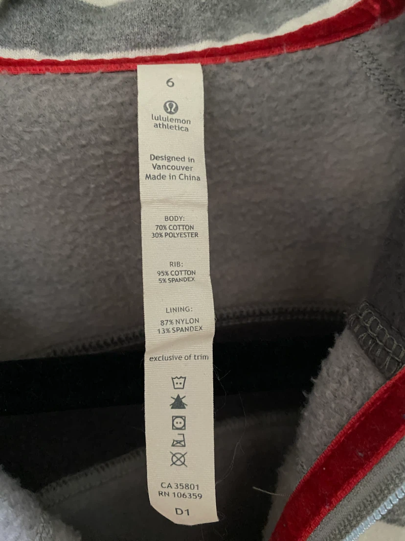 Lululemon Athletica Hoodie Size 6 Grey & White Stripes - photo 3
