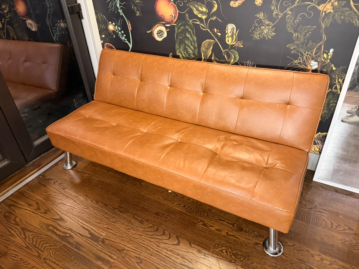 Brown Tufted Futon Sofa