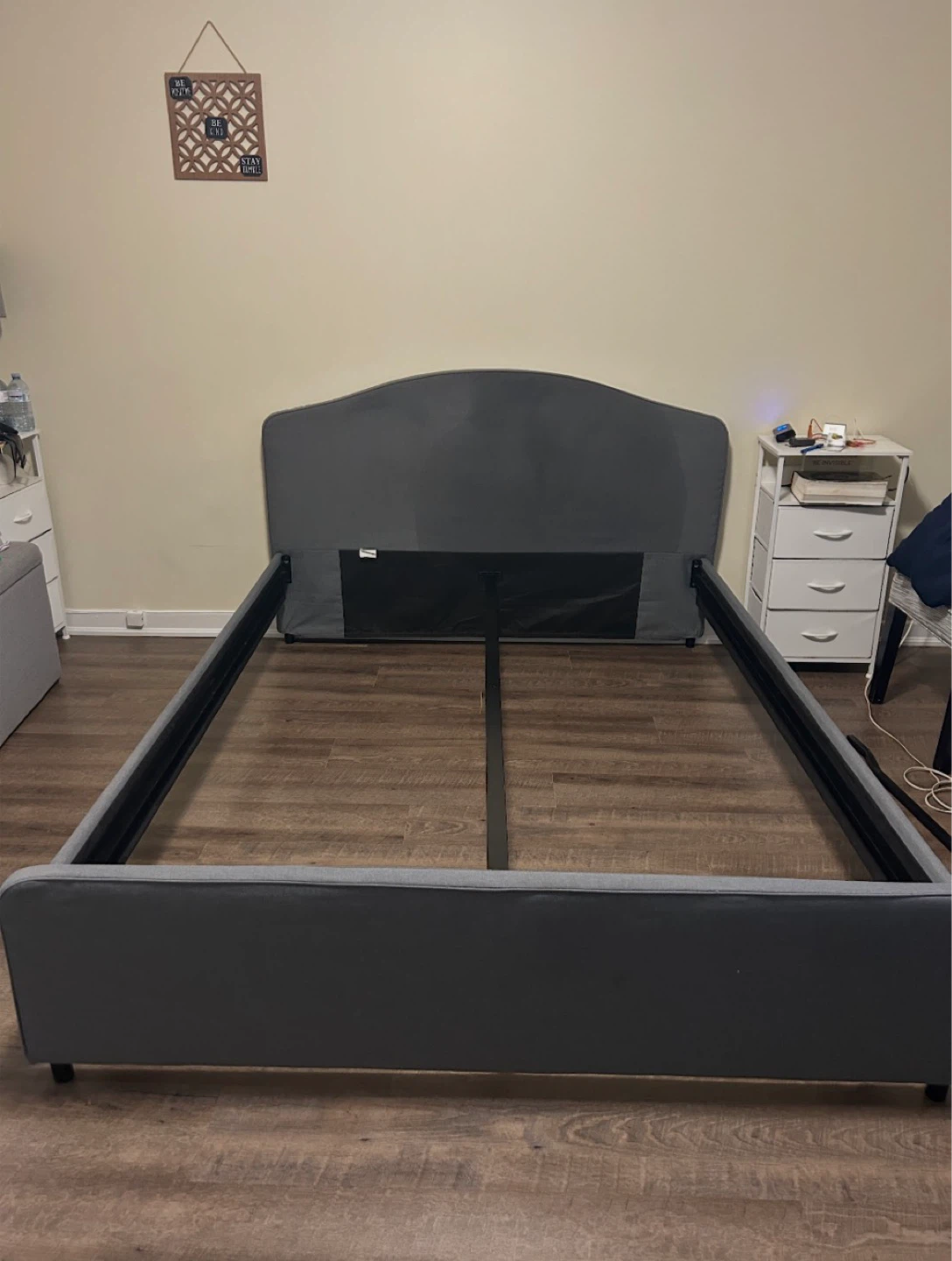Grey Upholstered Queen Bed Frame
