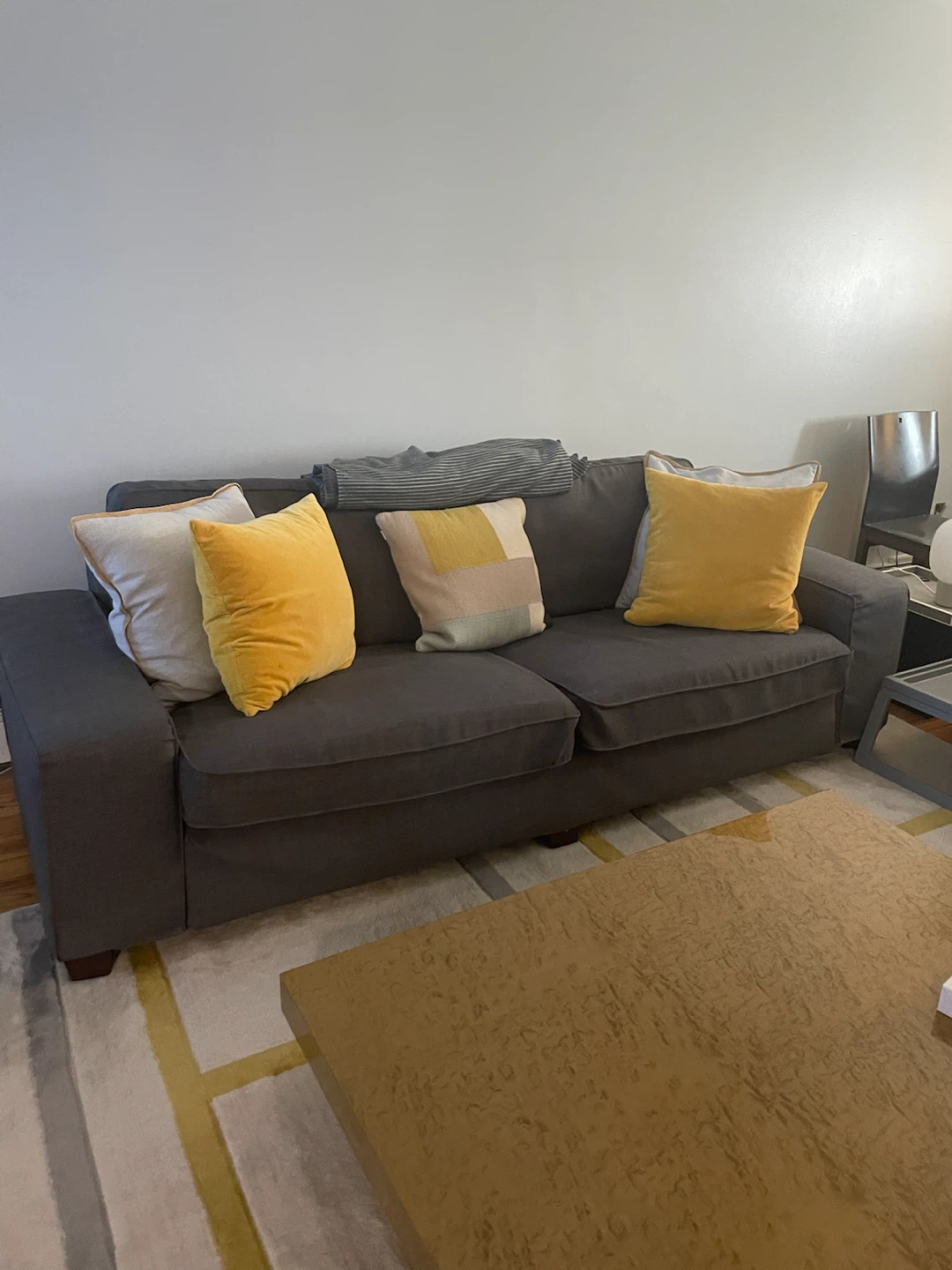 Gray Sofa with Accent Pillows