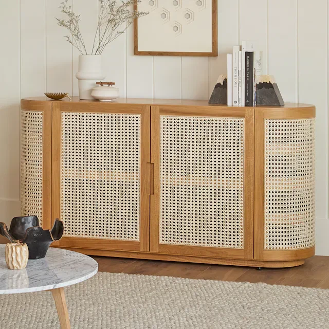 Article Candra Oak Cane Sideboard Buffet