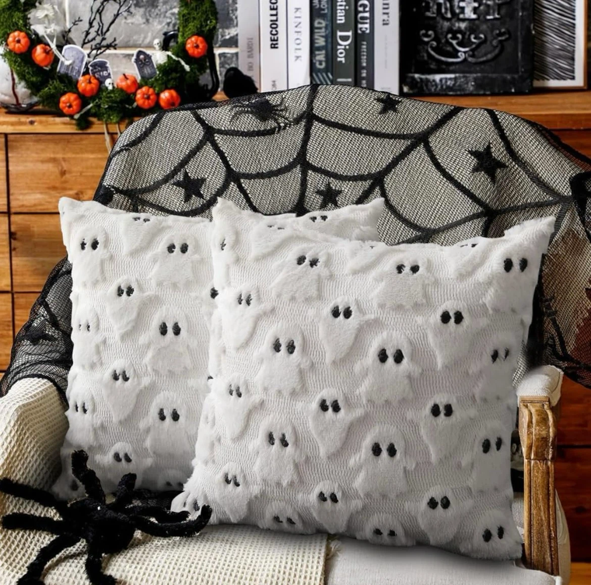 NEW! Set of 4 Halloween Ghost Throw Pillow Covers