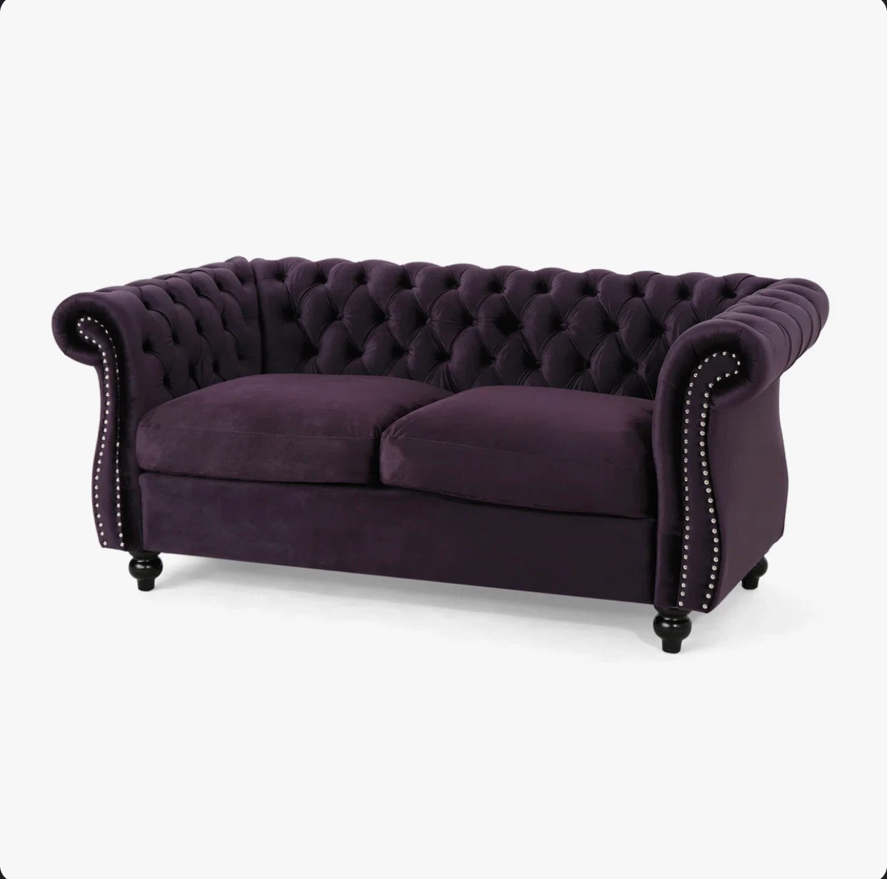 Purple Velvet Chesterfield Loveseat - photo 5