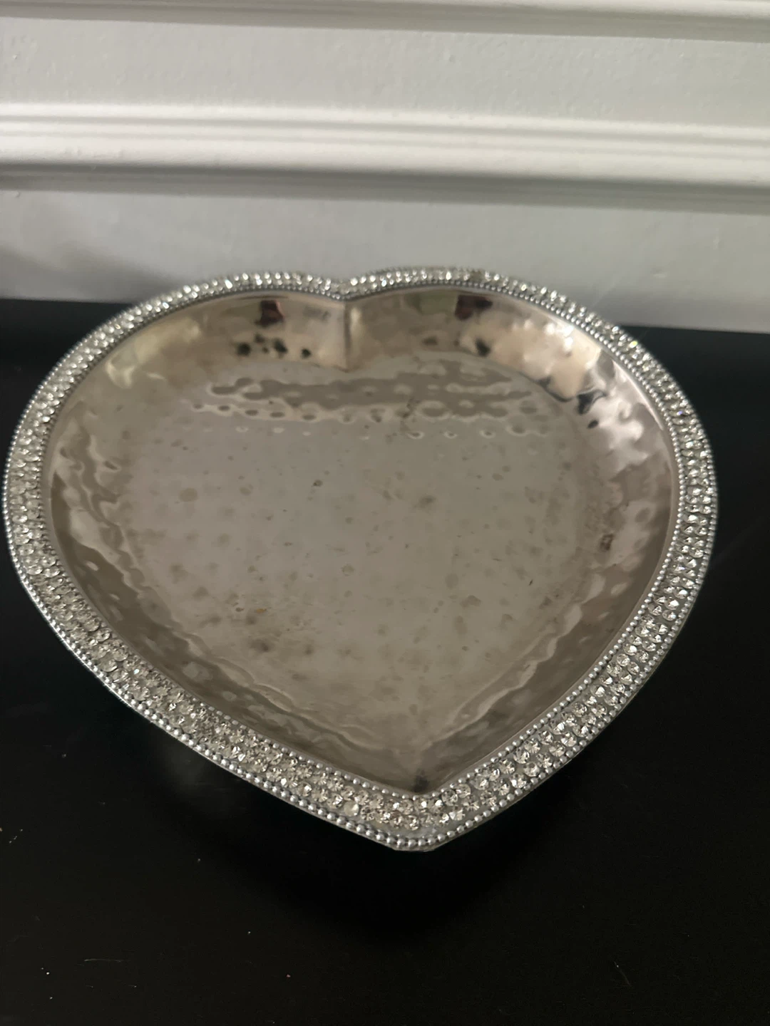 Heart Shaped Silver Tray with Rhinestones - photo 3