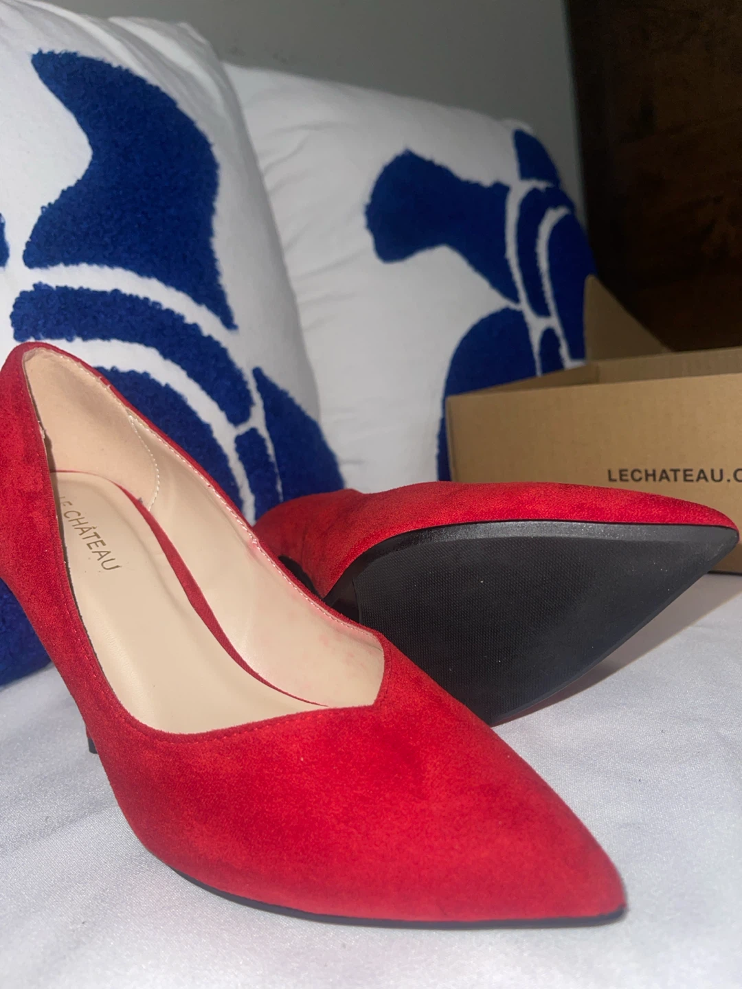 Le Château Red Suede Pointed Toe Heels - photo 2