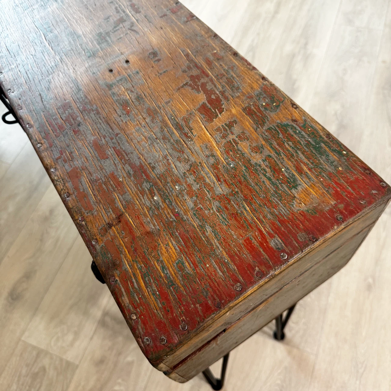 Vintage industrial  upcycled toolbox console table/ storage - photo 5