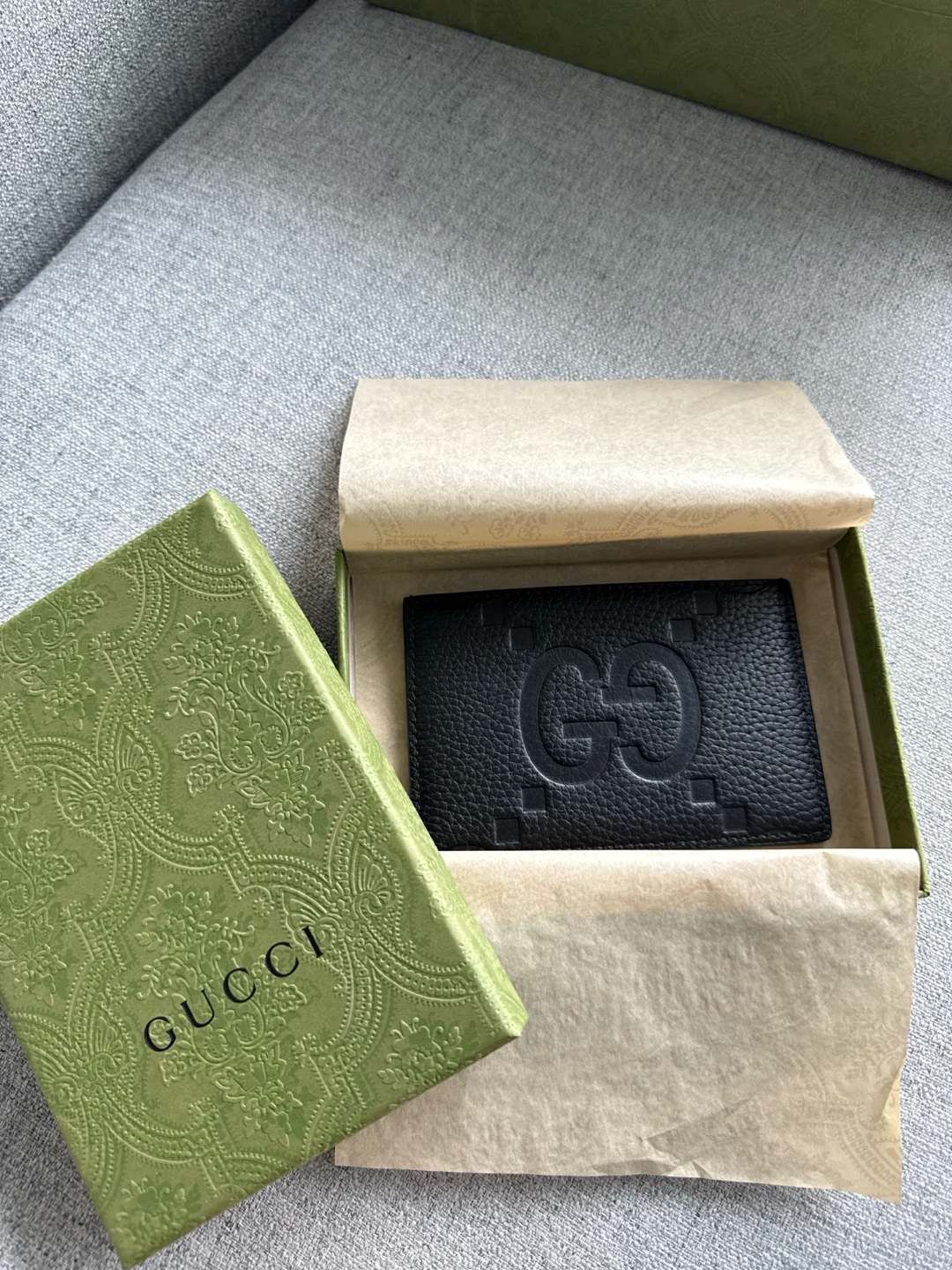 Gucci Black Jumbo GG Card Case