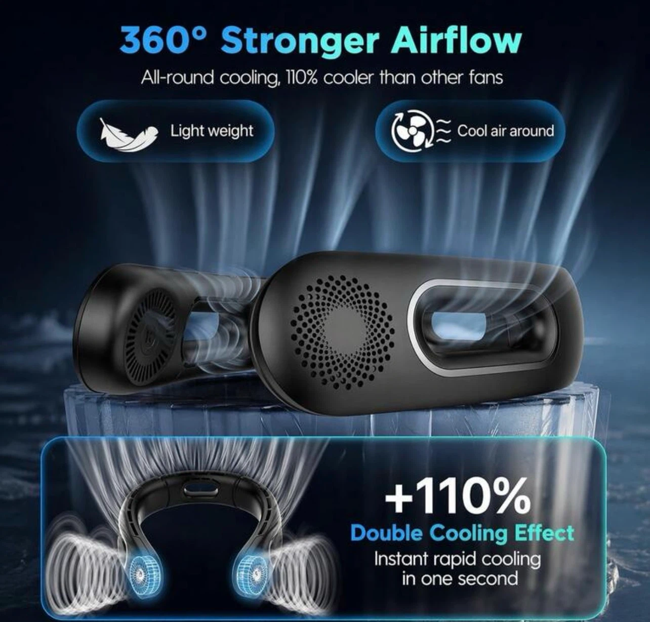 Bladeless Neck Fan with 5200mAh Battery - 16H Use - photo 3