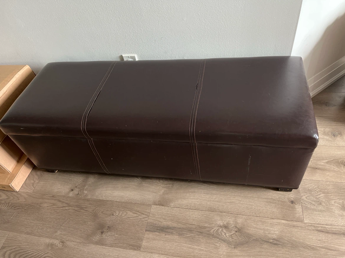 Brown Faux Leather Storage Ottoman Bench
