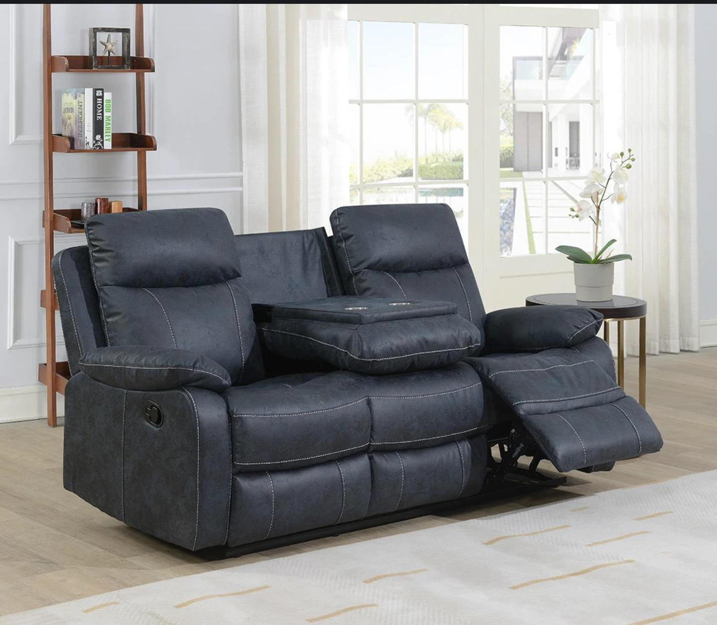 Grey Double Recliner with Console