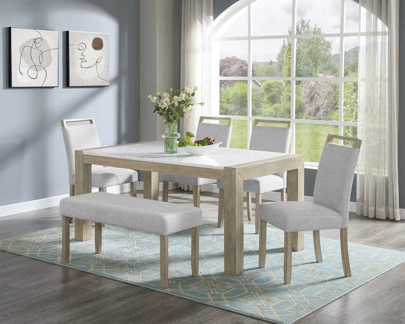 Dining Table with 4 Chairs and Bench