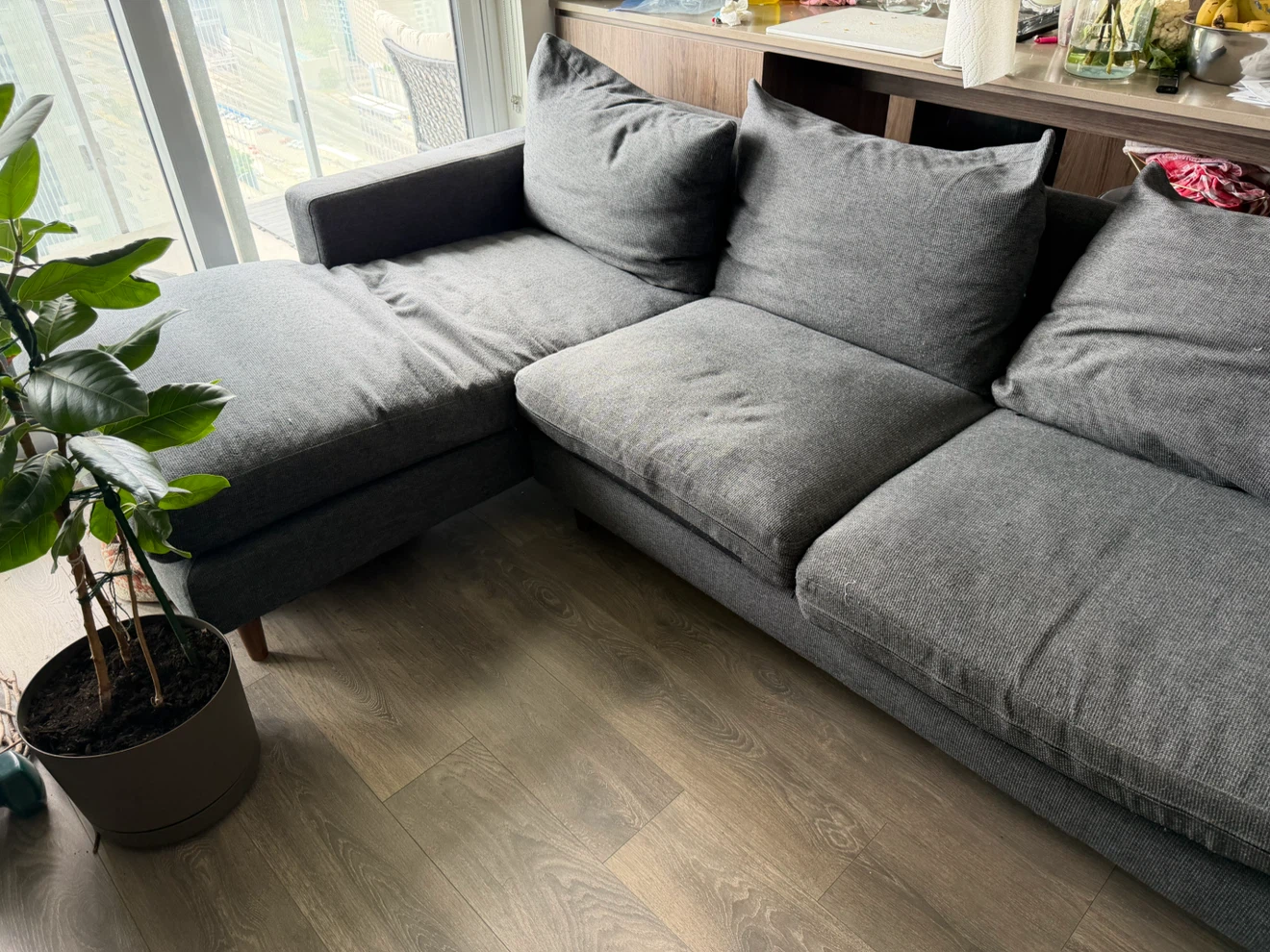 Blue-Grey Structube Sectional Sofa - photo 4