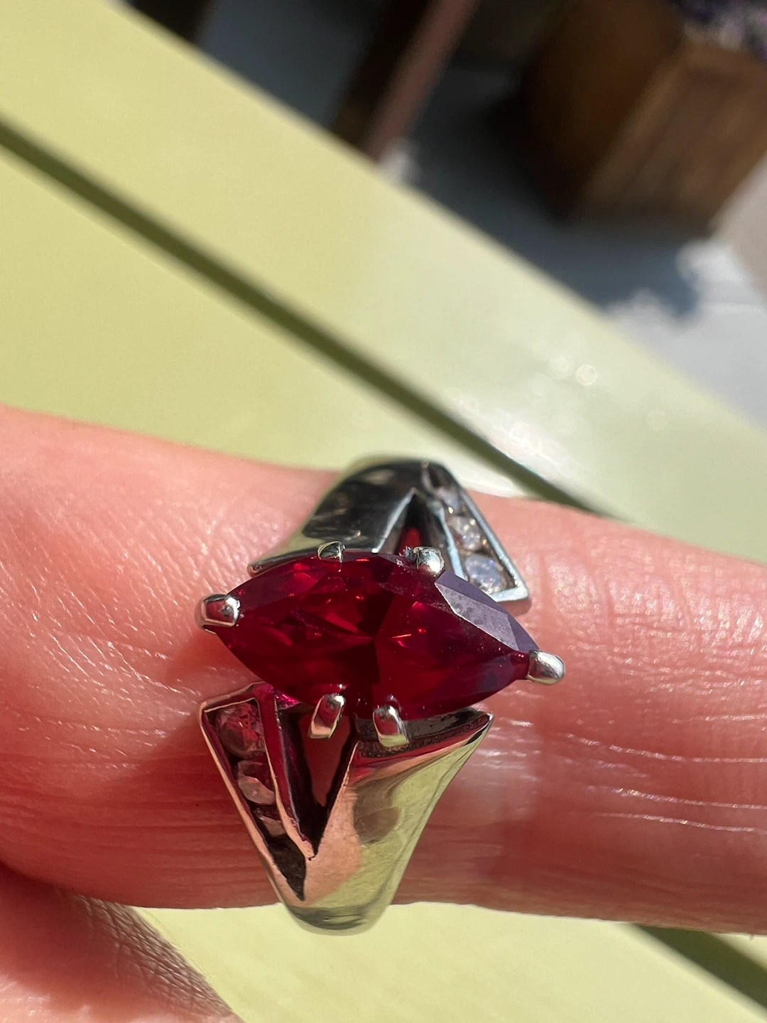 10 k Marquise Ruby Ring with Diamond Accents - 10K Gold - photo 2