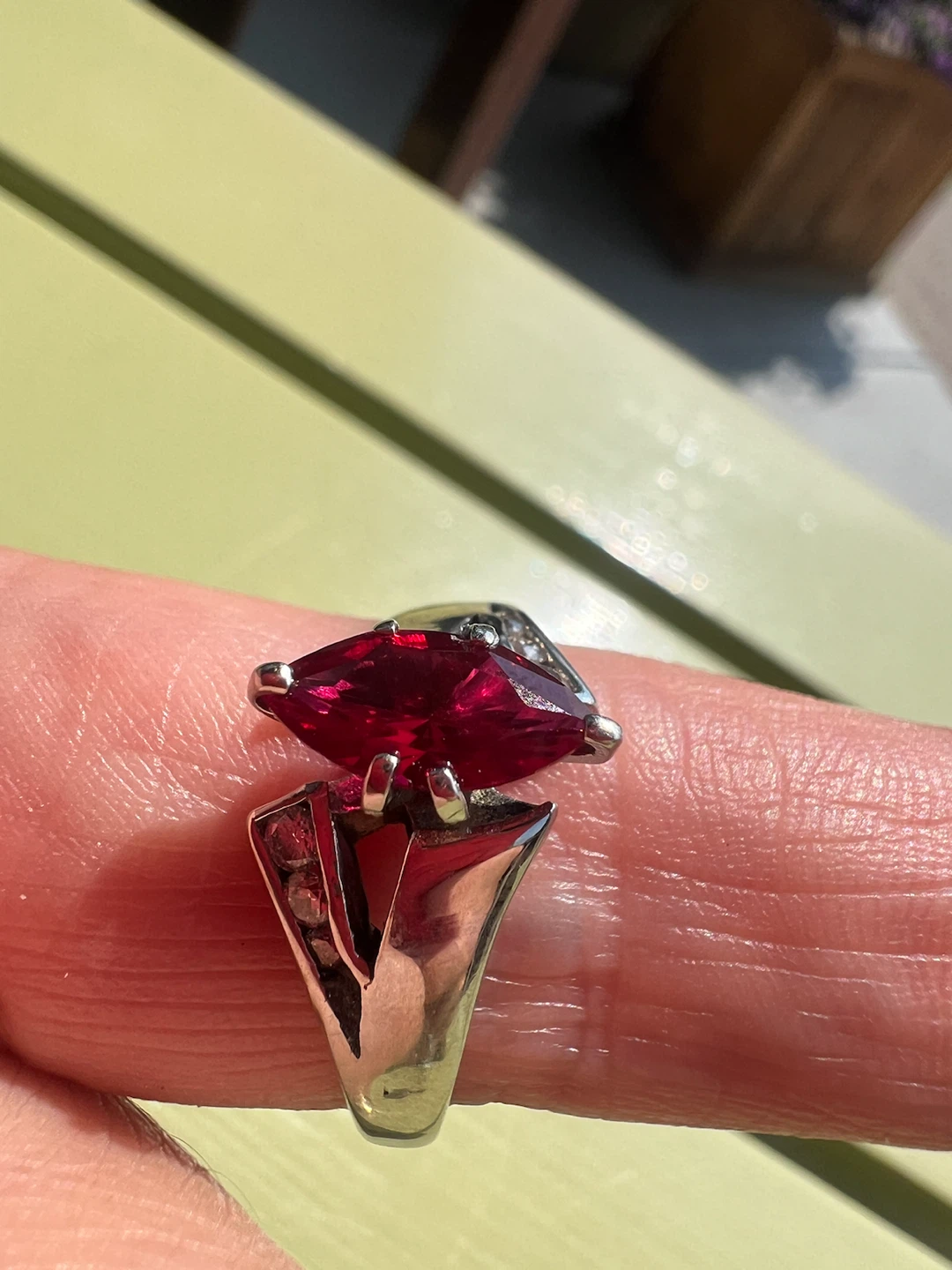10 k Marquise Ruby Ring with Diamond Accents - 10K Gold - photo 3