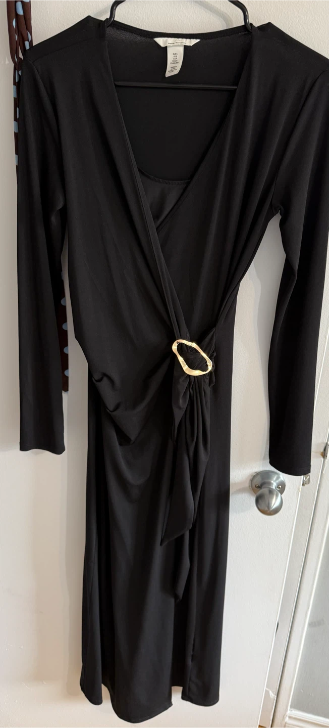 H&M Mama Black Faux Wrap Dress