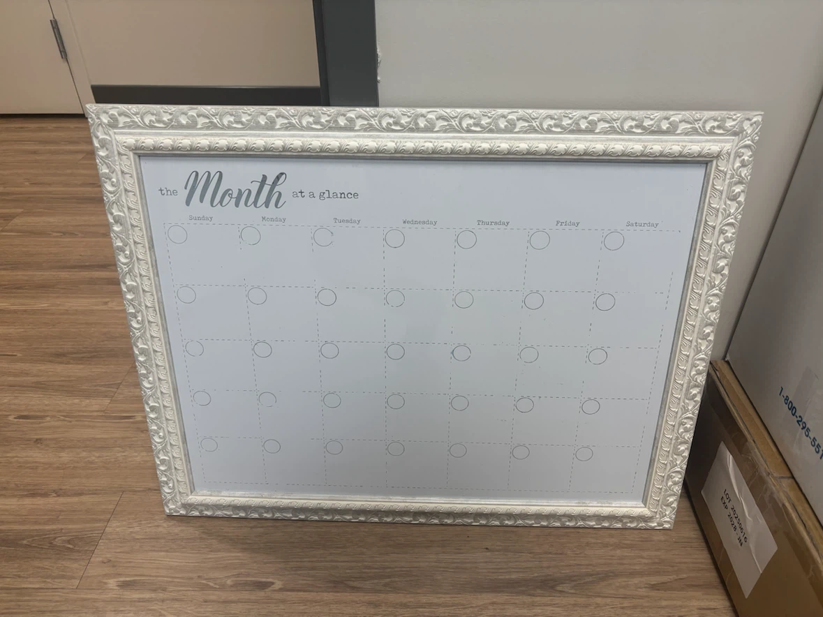 White Board calendar w/ rustic frame