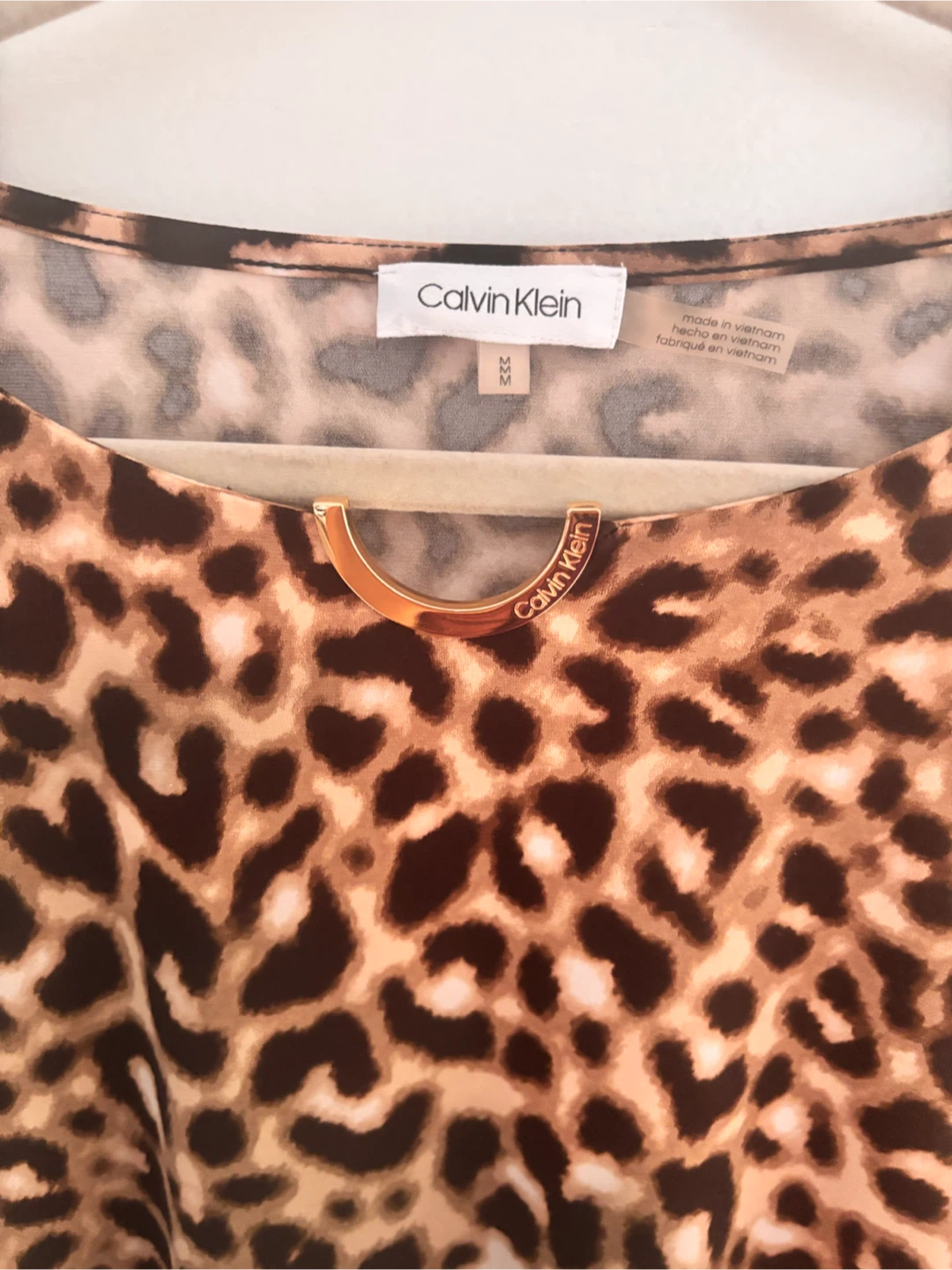 Calvin Klein Leopard Print Long Sleeve Top Size M - photo 3