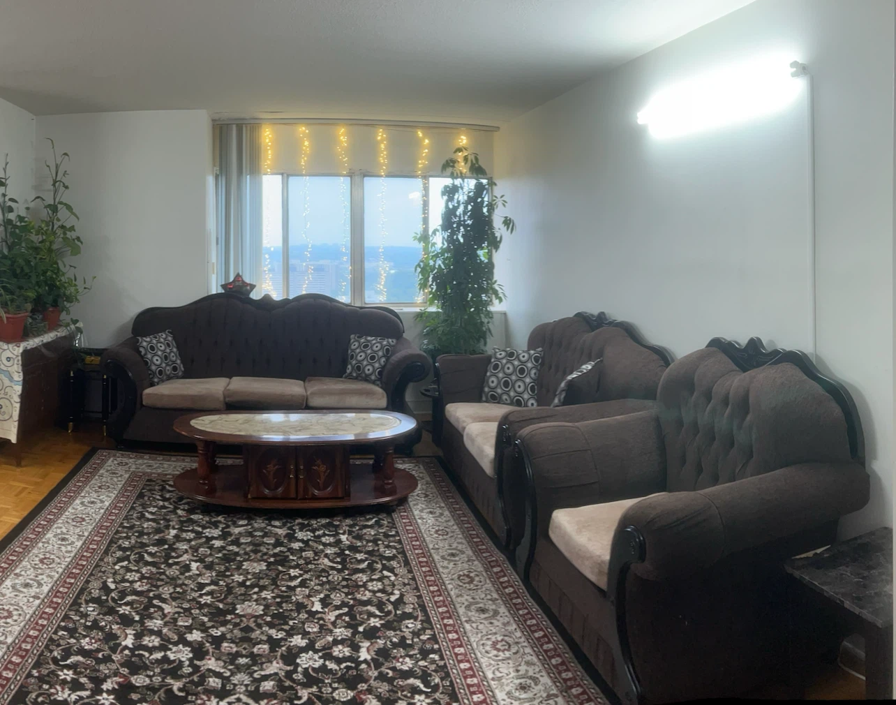 Brown Tufted Sofa Set