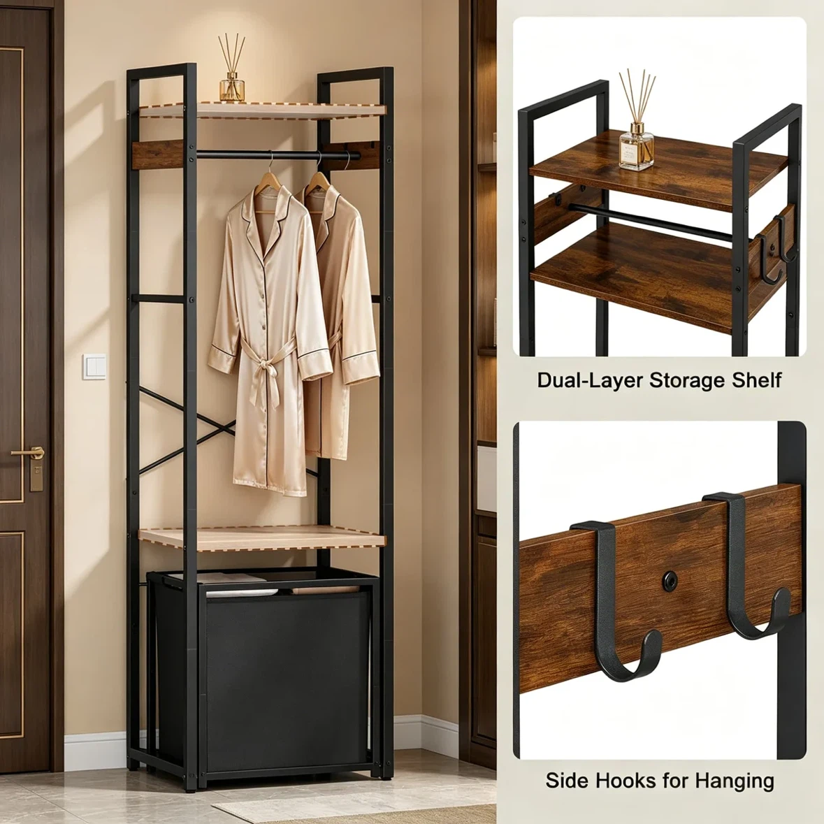 Standing Garment Rack with Shelves