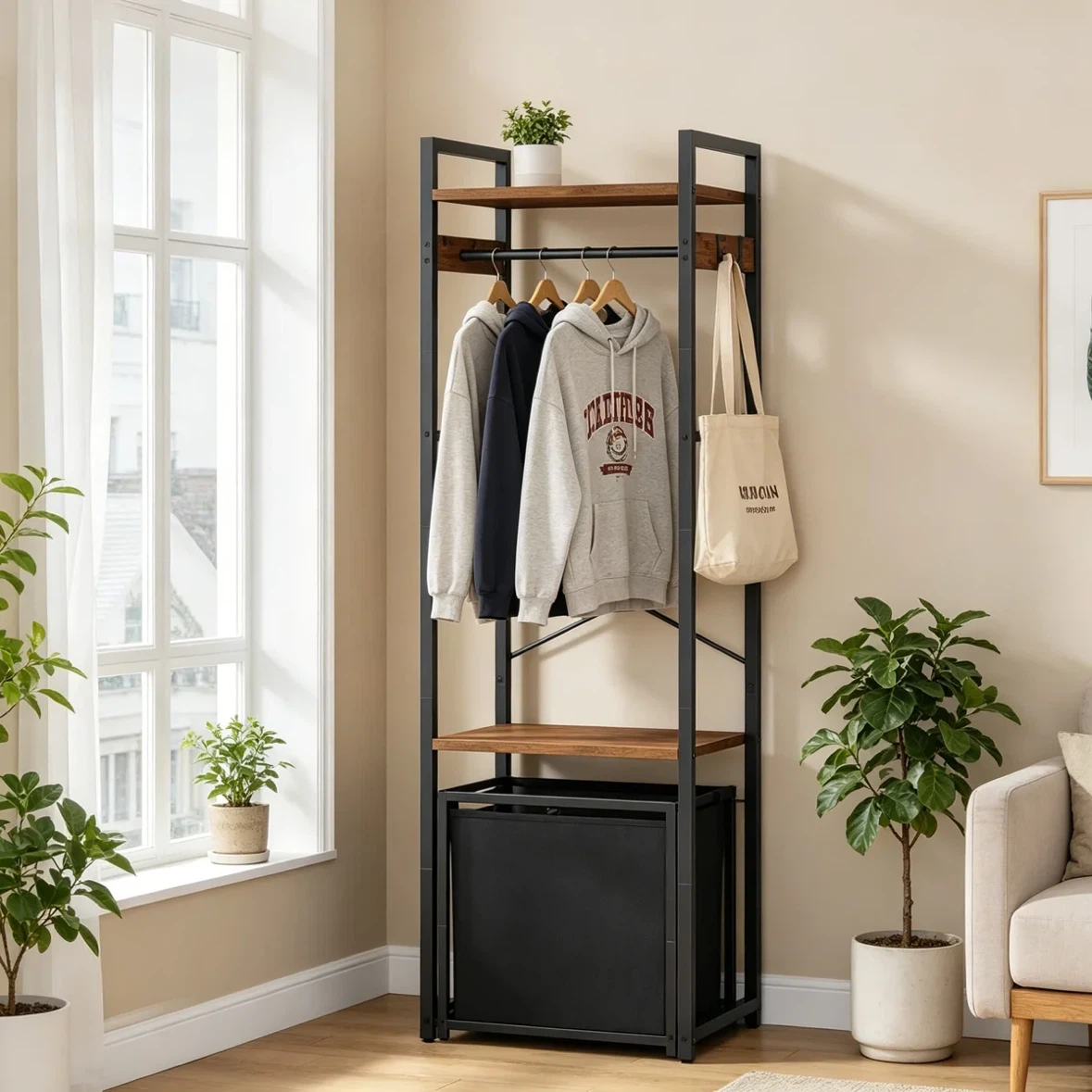 Standing Garment Rack with Shelves - photo 2