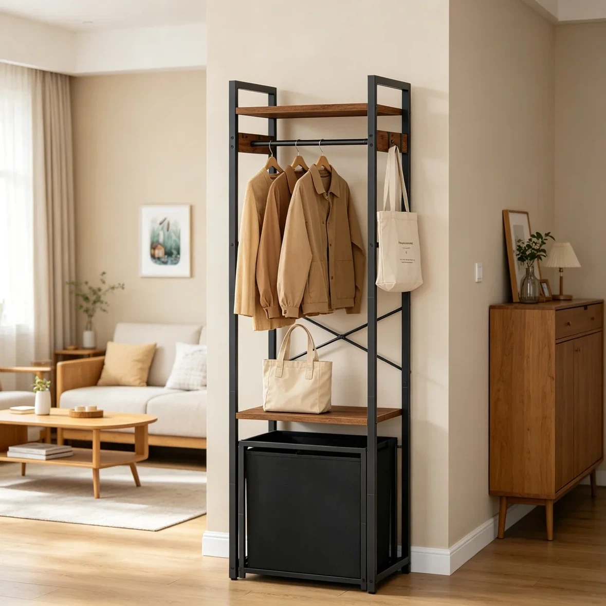 Standing Garment Rack with Shelves - photo 3