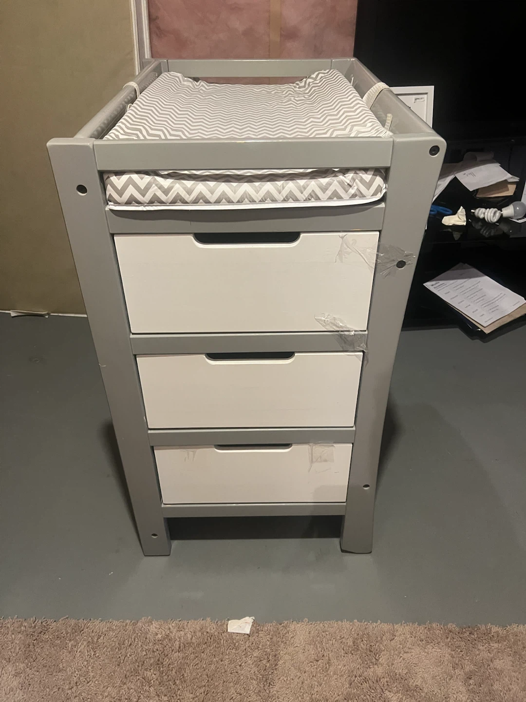 Grey Changing Table with Drawers - photo 2