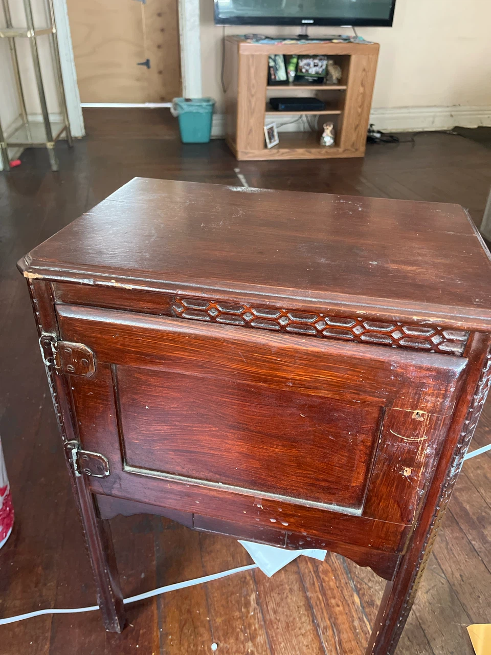 Vintage Wooden Side Table with Cabinet - photo 2