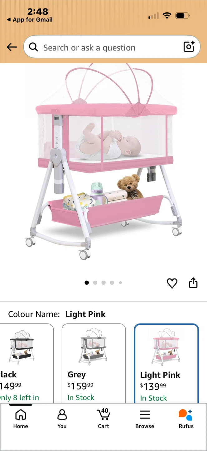 Youluzhen Baby Bassinet Bedside Sleeper - Light Pink