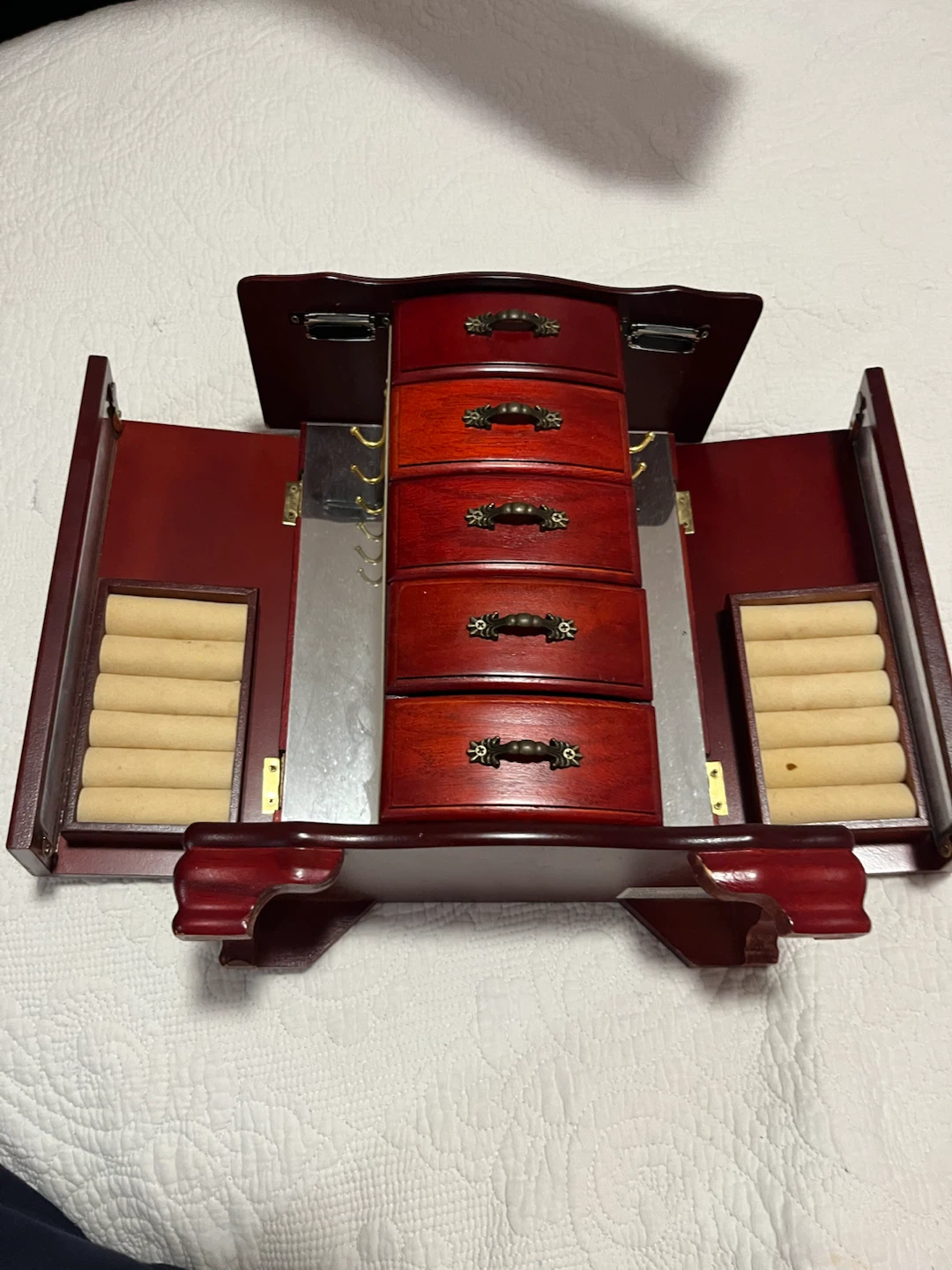 Wooden Jewelry Box with Drawers and Ring Rolls - photo 2