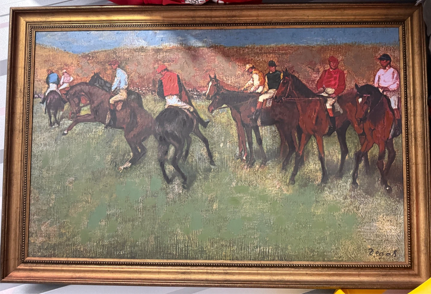 Framed Painting of Horse Race