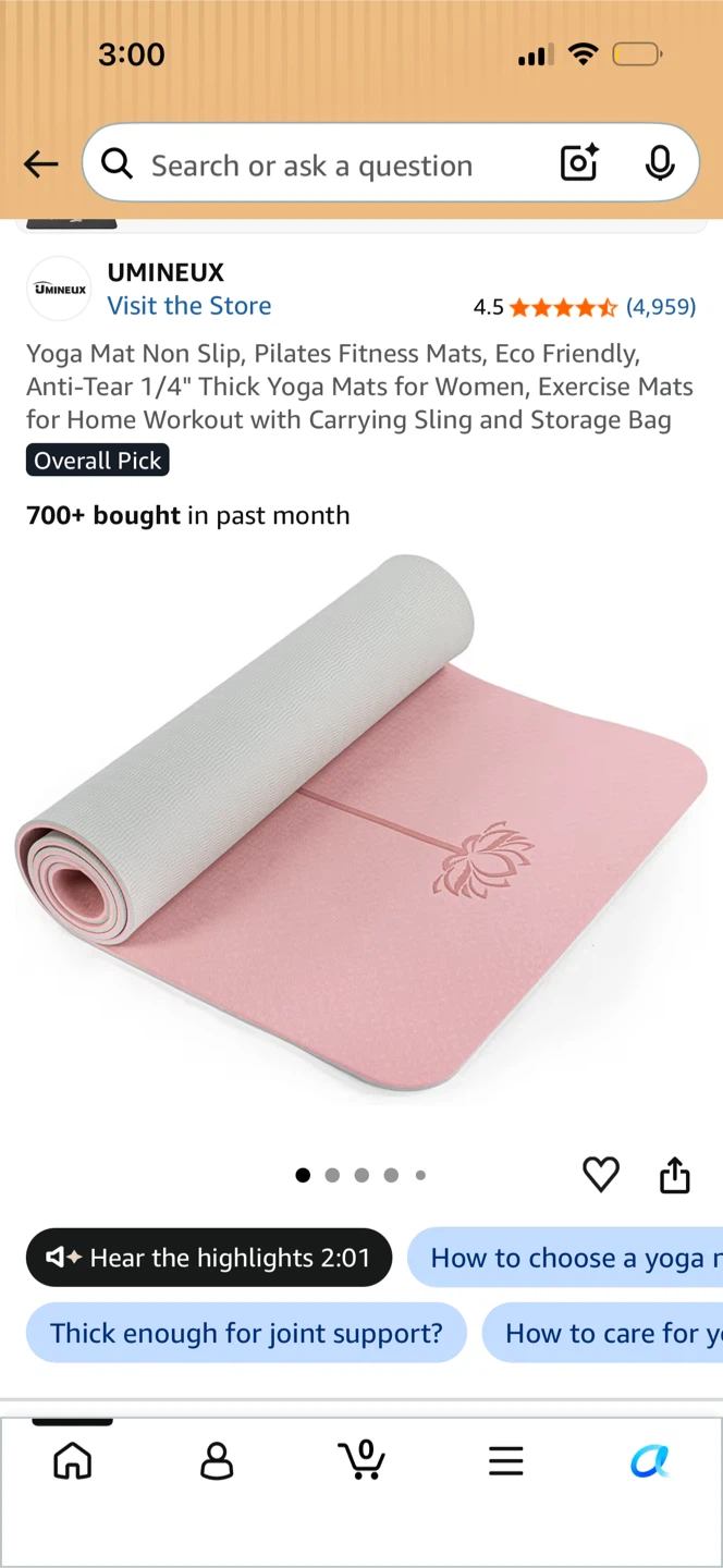 UMINEUX Pink Yoga Mat